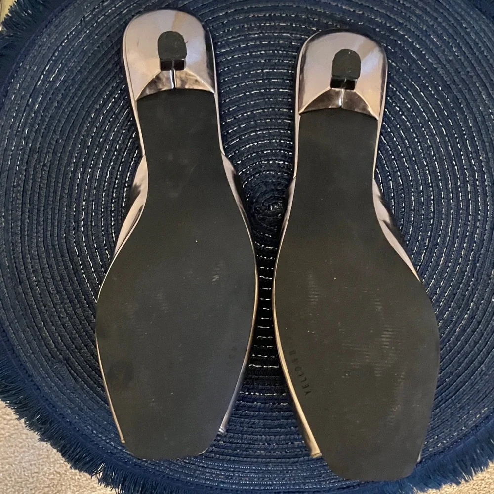 Yellow Box Black Sandals with Silver Studs - Picture 3 of 5